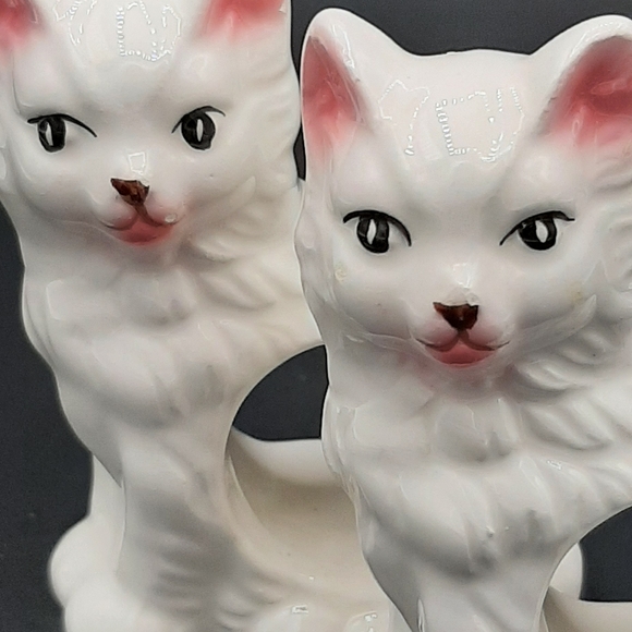 Vintage Cat Kitten Napkin Ring Holders Pair Bone China by Abbott Made in Taiwan - Picture 7 of 7